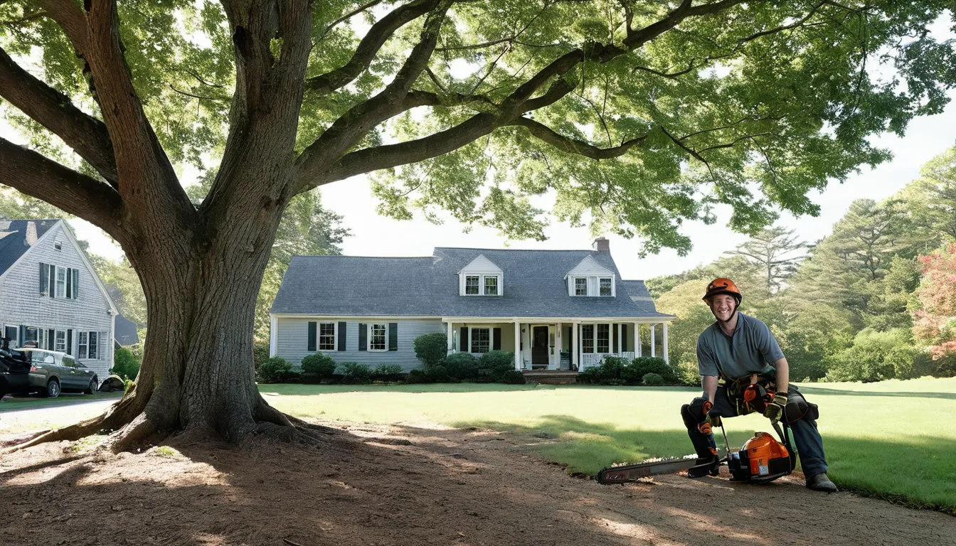 Local tree provider safely removing a large tree beside a home in Pittsburgh